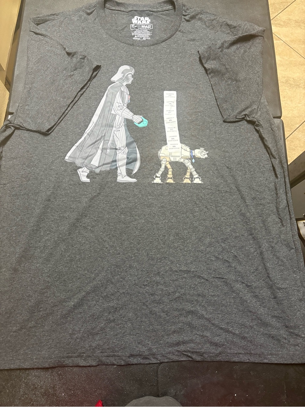 Star Wars Graphic Tee — Dark Gray Darth Vader & AT-AT Design